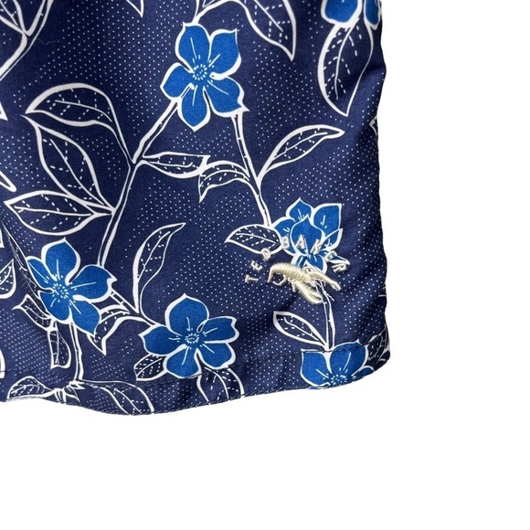 Ted Baker Floral Swimsuit Navy Blue Size 4 5 inch Swim Trunks Elastic Waist - Picture 3 of 9